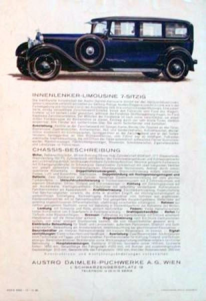Austro-Daimler 8 Cylinder Modelprogram 1930 (S0283)